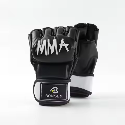 Professional Boxing Training Gloves Half Finger Leather Cushion for Adult Sanda Boxing UFC Training 