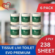 TISSUE [6 PACK PACK] LIVI TOILET TISSUE 238 SHEET | Facial Tissue Toilet 238 Sheets