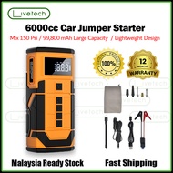 LiveTech 6000cc Car Jumper Starter Air Compressor Kereta Jump Start Tire Air Pump Emergency Starter 