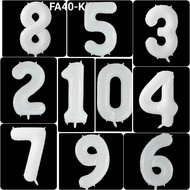 FA40-K 40 inch 100 cm number foil balloon white number (Number and letter foil balloon) papaya ballo