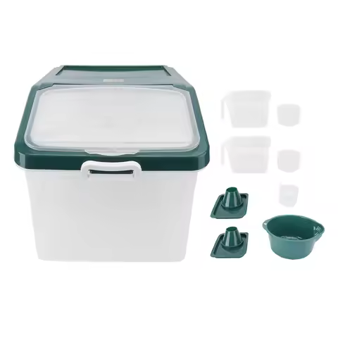 Rice Storage Container 25KG Large Sealed Rice Dispenser Flour Container Bin with Measuring Cups for 