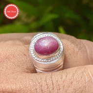 Cincin Perak Batu Ruby Star Asli Natural