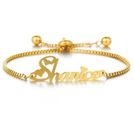 BONLAVIE【Name Custom Bracelet】Box Chain Customized Name Bracelet Women Kids Stainless Steel Adjustab