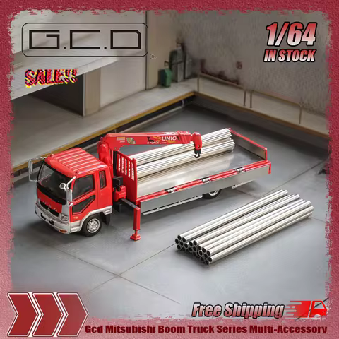 New Gcd 1:64 Mitsubishi Boom Truck Series Multi-Accessory Simulation Alloy Micro-Die-Cast Car Model 