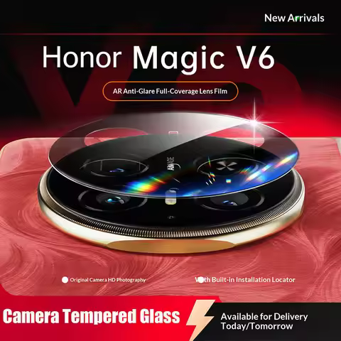 3-1Pcs 9H Camera Cover Lens Tempered Glass For Honor Magic V6 Back Black Camera Screen Lens Protecto