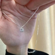 S999 Flashing 5A Zircon Small Square Diamond Cube Sugar Necklace Non-Fading Niche Light Luxury High-