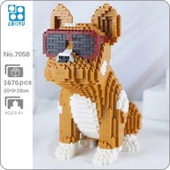 Lboyu 7058 animal world spotted sunglasses Bulldog dog sit  doll mini diamond blocks bricks building toy for children no