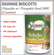 SKINNIE Biscotti: Pistachio w/ Pumpkin Seed Biscotti 100G (Canister)