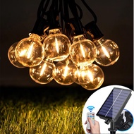 G40 Solar String Lights Globe Outdoor String Lights with E12 LED Bulbs Shatterproof Patio Lights Han