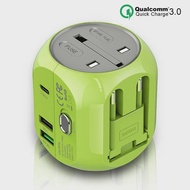 UPPEL Universal Travel Adapter US/UK/AU/EU หลายปลั๊กแปลง Fast QC3.0 ประเภท C USB Charger 3 พอร์ตยุโร