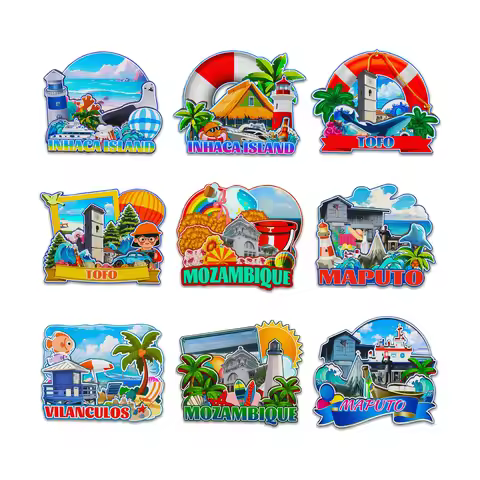 Decorative Magnets for Vilanculos Tofo Inhaca Maputo Mozambique City Landmark Travel Souvenirs 3D Wo