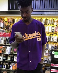 歐美 LAKERS 湖人隊 JAMES 短袖 棒球衫 棒球衣 尺寸S~XL 黑/紫金 2色 饒舌 HIP HOP MJF