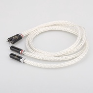 Hi-End 8AG Silver Plated OCC 16 Strands Audio Cable With WBT RCA Plug Cable HIFI 2RCA TO 2RCA Cable