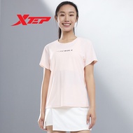 Xtep Women's Short Sleeve New Ice Silk High Elastic Round Neck Running Sports Short Sleeve 977228010281