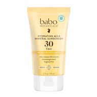 Babo Botanicals Hydrating Milk Mineral Sunscreen SPF 30 with Dewy Finish – Lightweight Zinc Oxide Da