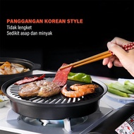 Grill Pan Barberque Alat Pemanggang 32cm Korean BBQ Grill Pan BBQ Grill Pan Bulat Wajan Teflon Besi Panggangan BBQ