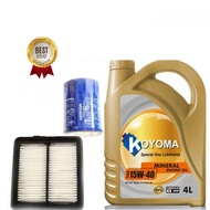 HONDA INSIGHT,JAZZ HYBRID AIR FILTER + OIL FILTER + KOYOMA 15W40 MINERAL  ENGINE OIL fc