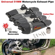 Universal 51MM Motorcycle GP Exhaust Pipe AT2 Muffler Carbon Fiber Motorcross Escape Tube For ZX6R Z