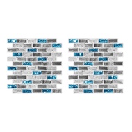 2X Vivid Tiles Blue Peel and Stick Tiles 3D Brick Effect Waterproof Kitchen Backsplash Decor Self Adhesive Wallpaper