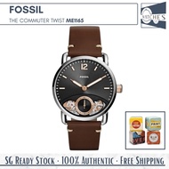 (SG LOCAL) Fossil ME1165 The Commuter Twist Automatic Skeleton Dial Leather Strap Men Watch