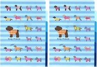 Eagle Japan DP7 Clear File, A4, 5 Pockets, Dog Plaza, Blue, 2 Pieces