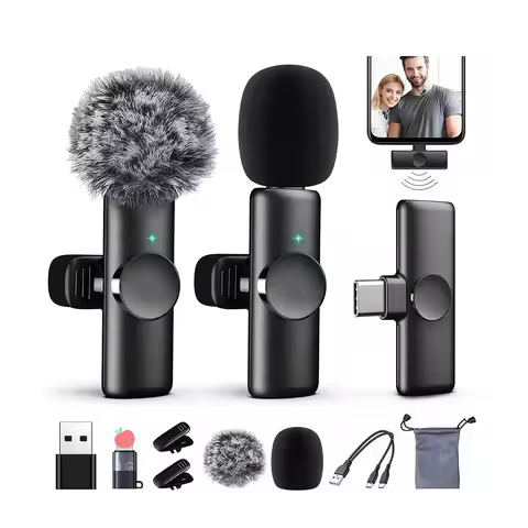 Mini K11 Wireless Lavalier Microphone Auto Noise Reduction Microphone 1 in 2 for Iphone Android Live