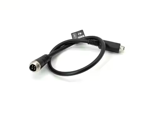MINI DIN 6 Pin to GX12 4 Pin Straight Male Injection Cable, 22AWG PVC, 30cm, Black