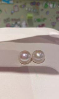 福利特價18K金天然極光淡水珍珠耳環12mm  極光鏡面 南洋澳白平價替代耳釘