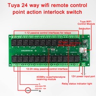 Tuya สมาร์ทแอปพลิเคชั่น24ทาง WiFi/ซิกบีรีเลย์การควบคุมระยะไกลอัจฉริยะ10A 2200W WiFi + RF 433Mhz รีเล
