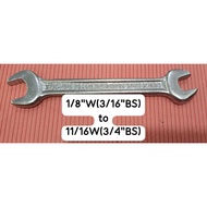 VENUS W / BS DOUBLE OPEN END WRENCH SPANNER 1/8" W - 11/16" W