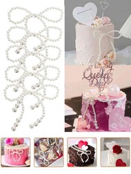 5入組珍珠蝴蝶結蛋糕裝飾,浪漫蛋糕裝飾套裝,適用於生日,母親節,週年紀念日,婚禮,情人節派對用品