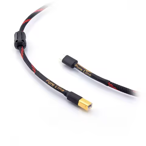 PURELINE HiFi Sliver Plated USB C To B Cable USB Type C To B Audio Data Cable 5N DAC Mobile Phone Th