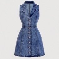 MOD Women's Sleeveless Fitted Mini Denim Dress, Business Casual Woman, Dresses For Women Elegant, Ea