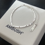 01_ AMBUSH 999 Sterling Silver Broken Silver Bracelet Silver Patch Sticking Nude Chain Stacked Neckl