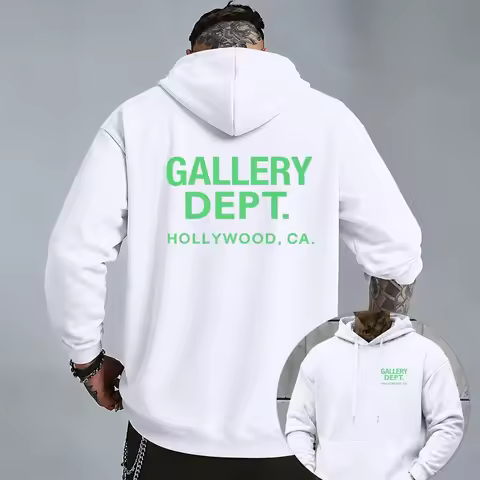 New 2026 Gallery Hoodie Dept with Letter Print - European Style Street Fashion - Loose Fit American 