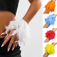 Ostrich Feather Cuff Wrist Sleeve Women Fur Ostrich Feather Arm Cuff Feather Snap Wrist Sleeve Brace