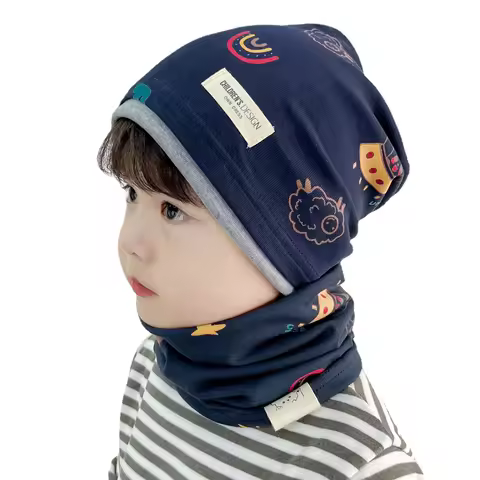 New Good Cotton Baby Hat Scarf Panda Spacecraft Autumn Winter Hat for Boys Warm Children Beanies Bab