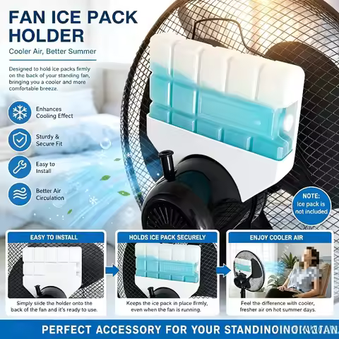 Portable Ice Pack Holder Bracket for Standing Fan, Household Summer Cooling Fan Accessory (Ice Pack 