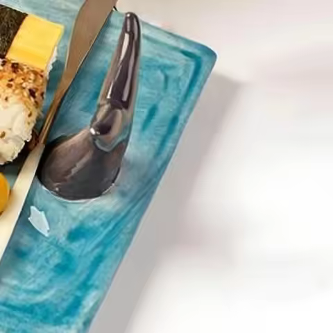 Shark Taco Holder with Dipping Sauce Bowl Handmade Ceramic Shark Sushi Plates Holiday Birthday Gifts