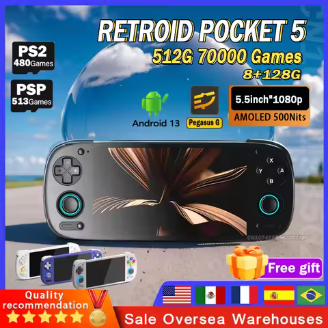 Retroid Pocket 5 RP5 Handheld Game Console 5.5 Inch 1080P OLED Touch Screen 8+128G Android13 WIFI6 B