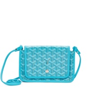 Goyard Blue Turquoise Goyardine Canvas and Chevroches Calfskin Plumet Pocket Wallet