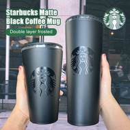 ★Frosted Starbucks Tumbler Water bottle Double-layer Outdoor Water Drinking Cup Water Bottle Black Straw Cup Water Cup 2