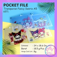 Fancy Character Pocket File A5 Transparent Zipper Pocket File Folder A5