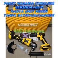 PAKET CORDLESS GERINDA + MESIN BOR IMPACT TEMBOK NAGAWA NCK1010 BATERE - AMARTYA