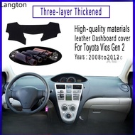 ขาย Cod สำหรับโตโยต้า Vios Gen 2 2008 ~ 2013หนังแผ่นคลุมแผงหน้าปัดรถยนต์หุ้มฉนวนหนาอุปกรณ์เสริมรถยนต