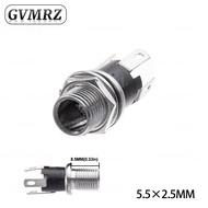 10PCS DC025M 5.5*2.1/2.5mm DC Socket With Nut 5.5x2.1/5.5x2.5 mm DC Power Jack Socket Female Panel M