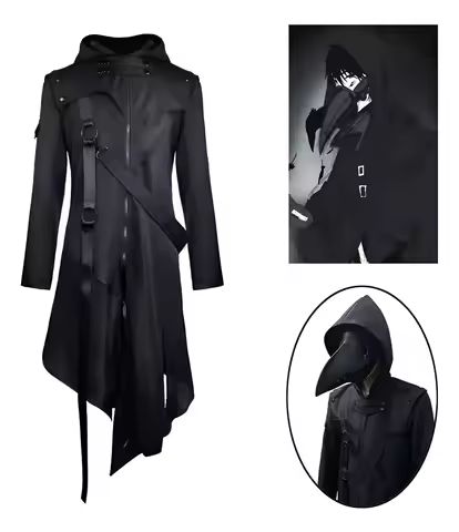 Men's Fashion Punk-Retro Gothic Cosplay Plague Doctor Costume Gothic Steampunk Retro Uniform Coat
