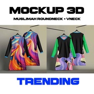 🔥Muslimah Vneck+Roundneck Trending Mockup🔥Editable Realistic Shirt Jersey Front & Back View | Mockup