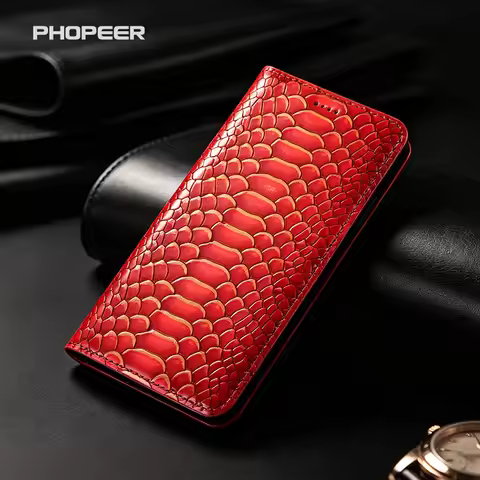 Luxury Genuine Leather Case for Asus Rog Phone 9 8 7 6 5 S D FE Ultimate Pro Python-patterned