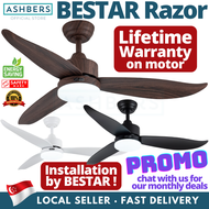 BESTAR RAZOR 3 Blade Ceiling Fan with optional 24W Tricolour LED Light Kit and Remote Control DC Motor 46”/54”